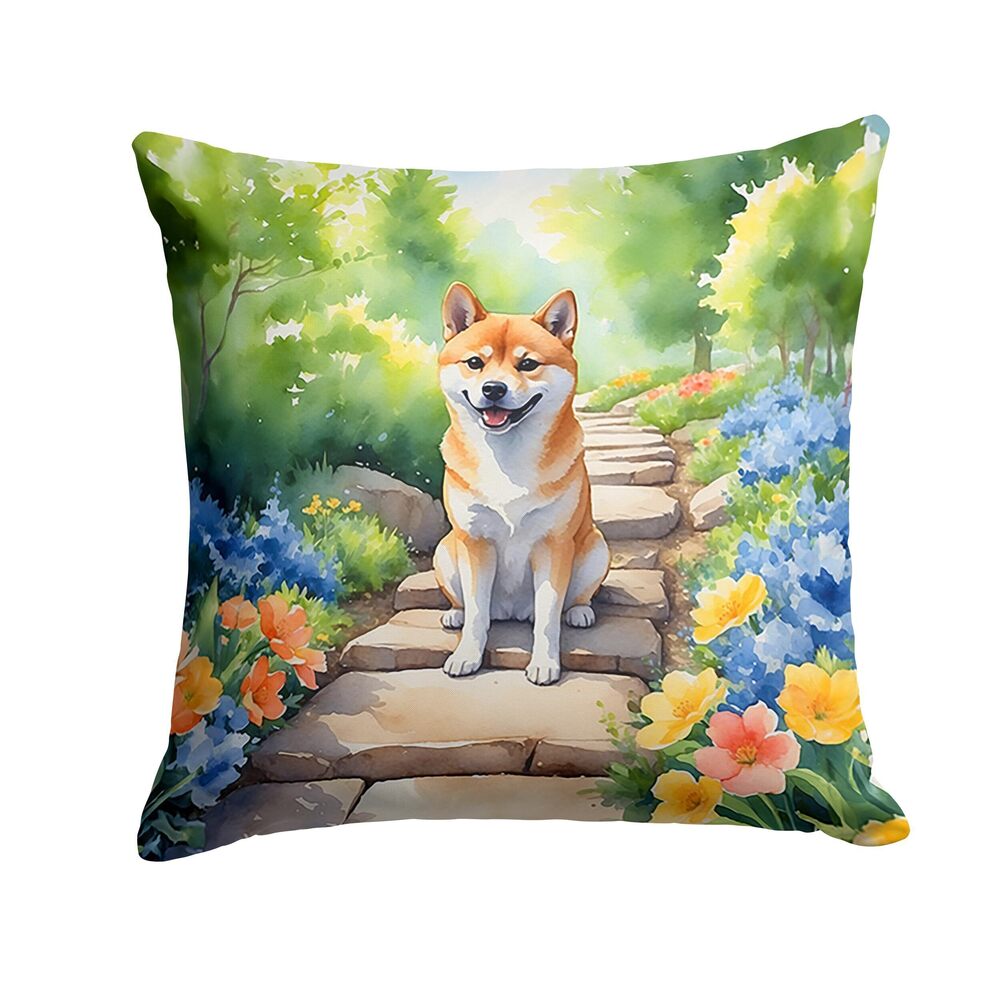 6953 Spring Path Throw Pillow, 18Hx18W, Shiba Inu 6715
